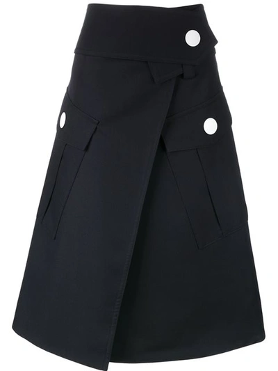 Marni Virgin Wool A-line Skirt In Blue | ModeSens