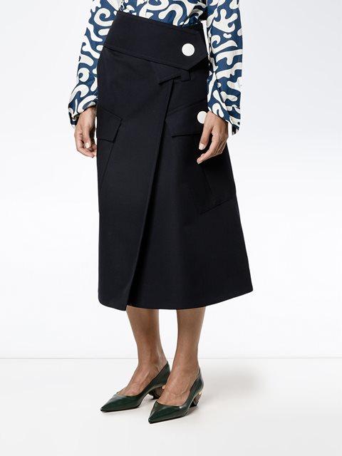 Marni Virgin Wool A-line Skirt In Blue | ModeSens