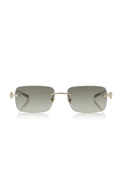 Gucci Horsebit Square-frame Metal Sunglasses In Gray