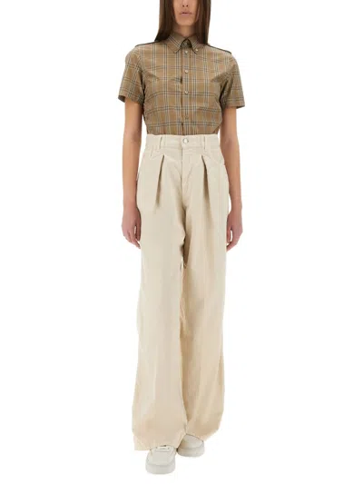Burberry Women Embroidered Poplin Shirt In Brown