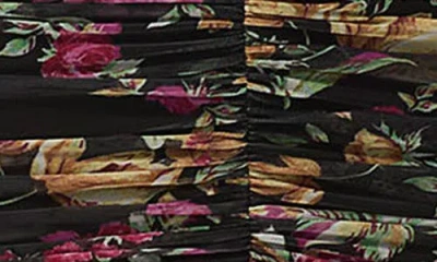 Afrm Tolia Printed Ruched Off The Shoulder Mesh Minidress