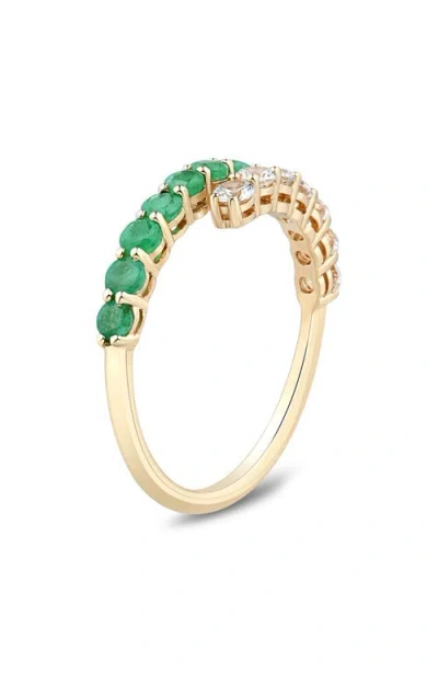 Frankie & Zoe 14k Yellow Gold Emerald & White Sapphire Bypass Ring