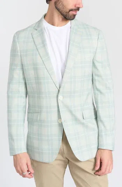 Savile Row Co Mayfair Plaid Notch Lapel Blazer In Green
