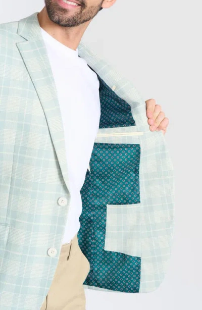 Savile Row Co Mayfair Plaid Notch Lapel Blazer In Green