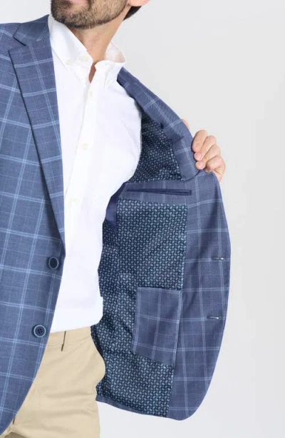 Savile Row Co Mayfair Plaid Notch Lapel Blazer In Blue