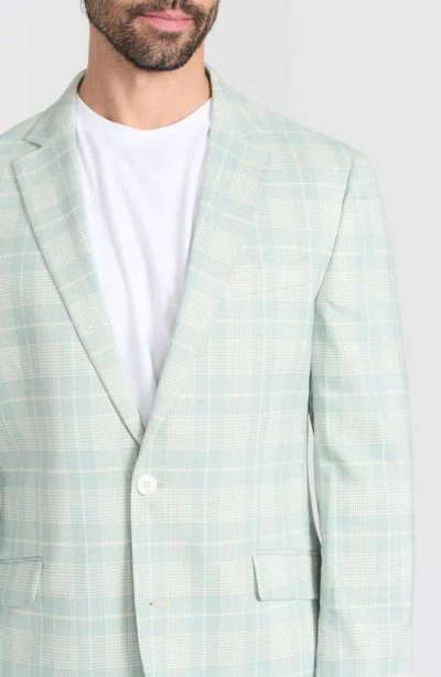 Savile Row Co Mayfair Plaid Notch Lapel Blazer In Green