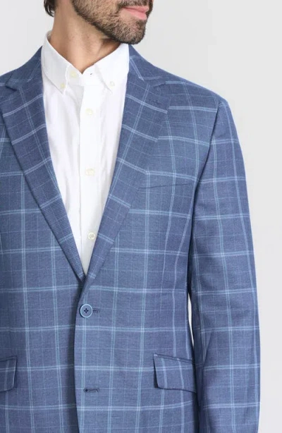Savile Row Co Mayfair Plaid Notch Lapel Blazer In Blue