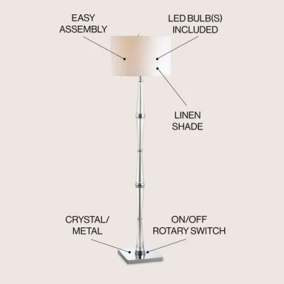 Jonathan Y Francine 60" Crystal Led Floor Lamp, Chrome/clear