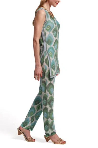 Frances Valentine Robbie Graphic Leaf Pants In Blue Green
