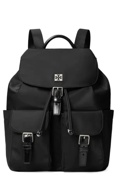 Tory Burch Functional Nylon Backpack With Multiple Pockets In Black