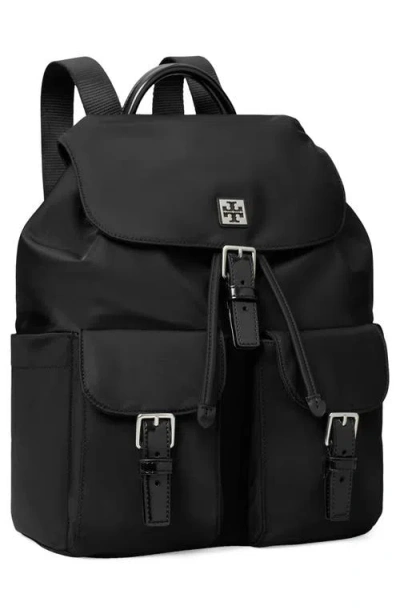 Tory Burch Functional Nylon Backpack With Multiple Pockets In Black