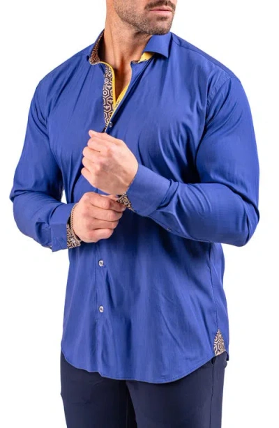 Maceoo Einstein Resistance0126 Blue Button-up Shirt In Blue