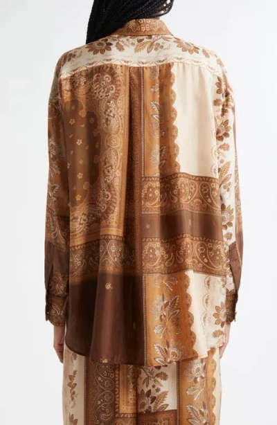 Zimmermann Lucky Manstyle Silk Shirt In Brown