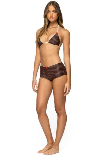 Edikted Pinstripe Triangle Bikini Top