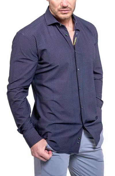 Maceoo Einstein Print Cotton Button-up Shirt In Black