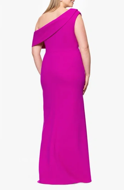 Betsy & Adam Plus Size Asymmetric High-low Gown In Pink