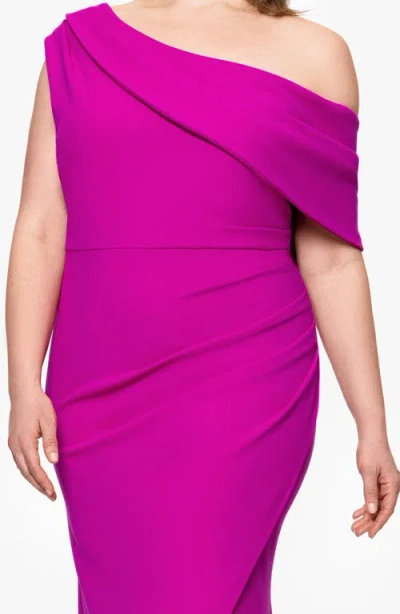 Betsy & Adam Plus Size Asymmetric High-low Gown In Pink