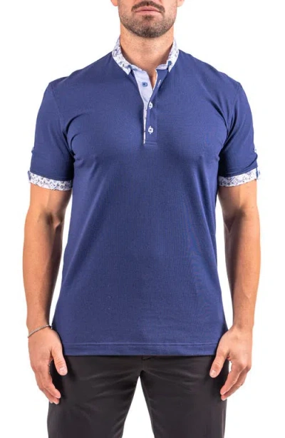 Maceoo Collarsolidcobalt Blue Button-down Polo In Blue