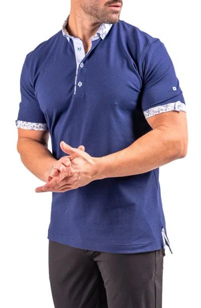 Maceoo Collarsolidcobalt Blue Button-down Polo In Blue