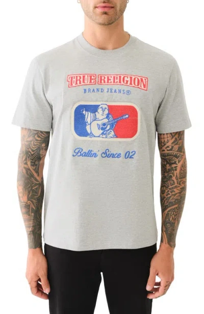 True Religion Men's Short Sleeve Embroidery League T-shirt In Gray