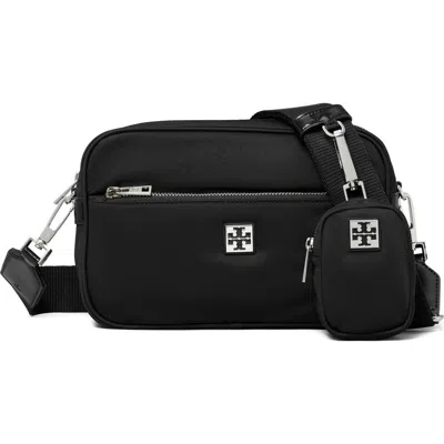 Tory Burch Virginia Logo Plaque Crossbody Bag In Black