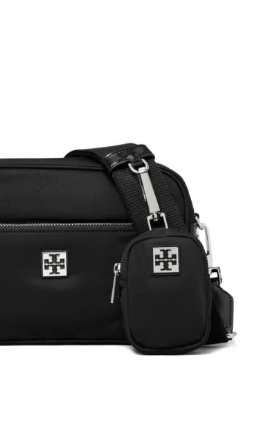 Tory Burch Virginia Logo Plaque Crossbody Bag In Black