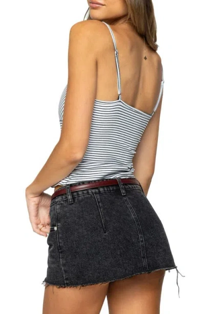Edikted Tova Stripe Stretch Cotton Camisole In Blue
