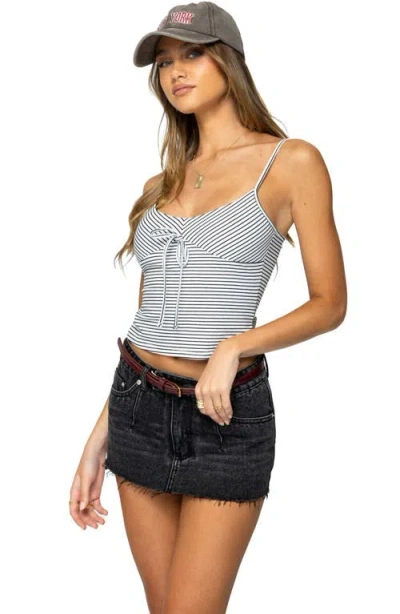 Edikted Tova Stripe Stretch Cotton Camisole In Blue