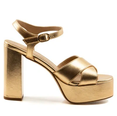 Andrea Gomez Bella Metallic-leather Platform Sandals In Gold