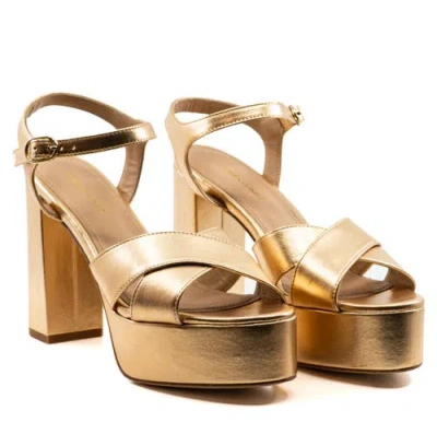 Andrea Gomez Bella Metallic-leather Platform Sandals In Gold