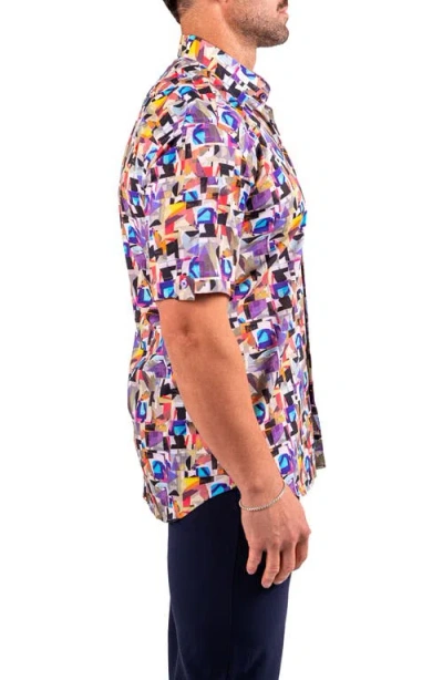 Maceoo Galileo Resistance Abstract Print Short Sleeve Button-up Shirt