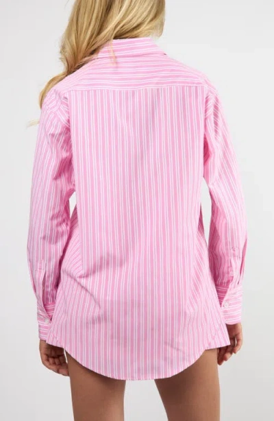 Viens Avec Moi Seaside Stripe Cotton Blend Button-up Shirt