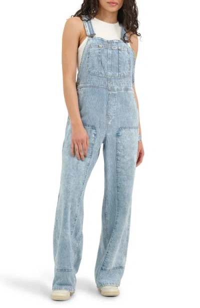Lee Pinstripe Relaxed Denim Overalls In Blue
