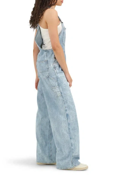 Lee Pinstripe Relaxed Denim Overalls In Blue
