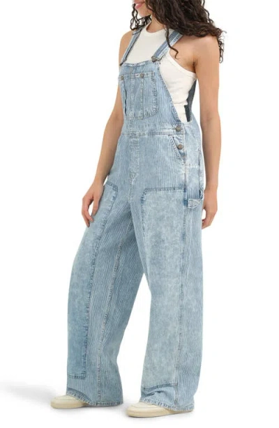 Lee Pinstripe Relaxed Denim Overalls In Blue