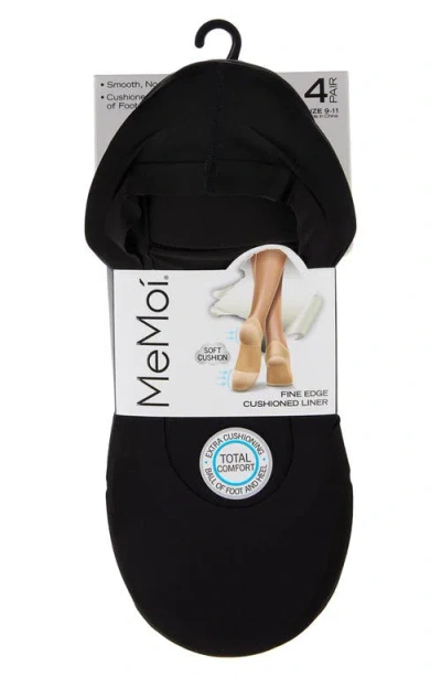Memoi Assorted 4-pack Cushioned Liner Socks In Black