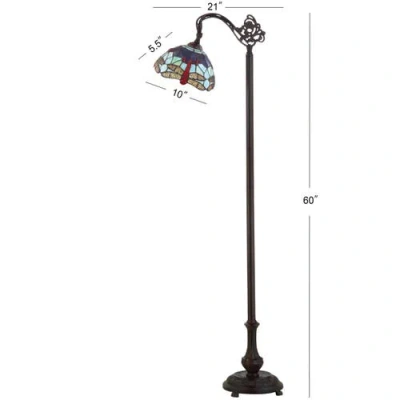 Jonathan Y Dragonfly Tiffany-style 60" Arched Led Floor Lamp, Bronze