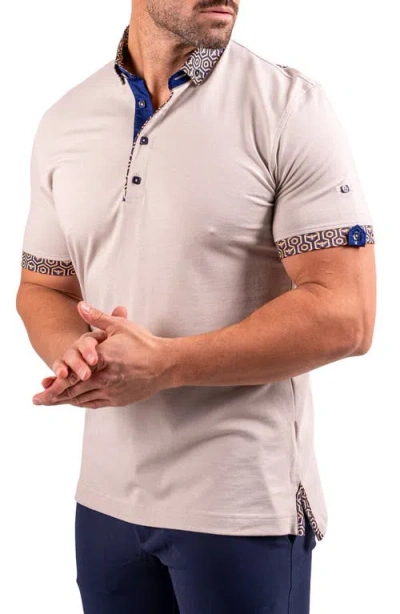 Maceoo Collarsolidrhino Grey Button-down Polo In Gray