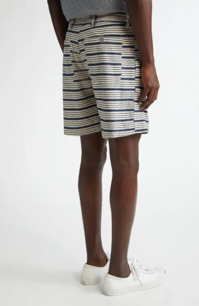 Double Rl Indigo Stripe Jersey Shorts In Multi