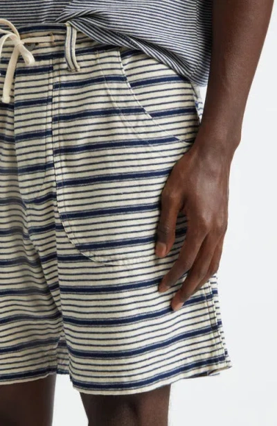 Double Rl Indigo Stripe Jersey Shorts In Multi