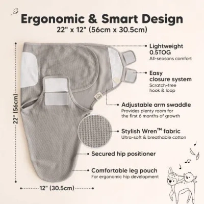 Keababies 3-pack Soothe (wren) Swaddle Wraps