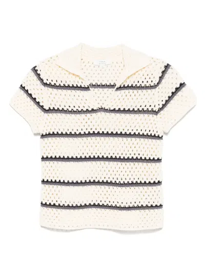 Vince Open Stitch Cotton Johnny Collar Sweater