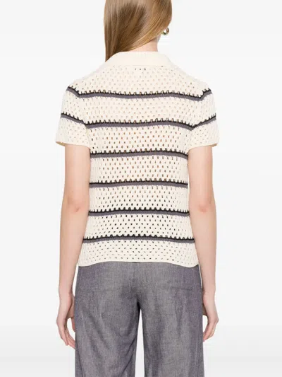 Vince Open Stitch Cotton Johnny Collar Sweater