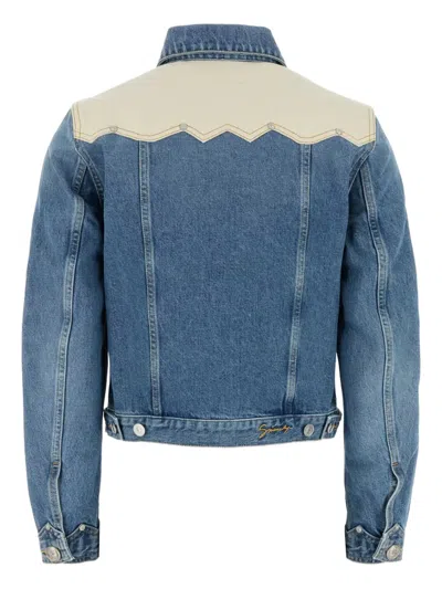 Givenchy Denim Jacket With Chest Pockets And Contrast Shoulder Panel In Blue