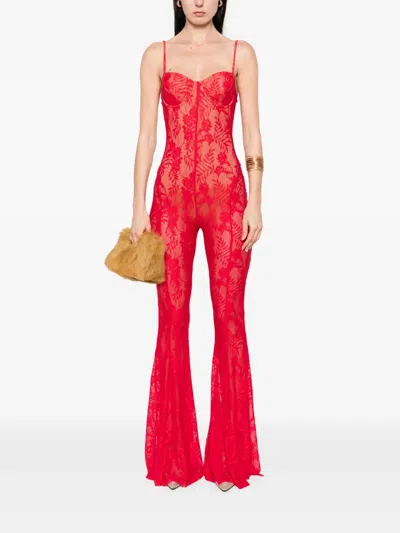 Norma Kamali Underwire Fishtail Jumpsuit With Bodysuit In Red