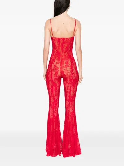 Norma Kamali Underwire Fishtail Jumpsuit With Bodysuit In Red