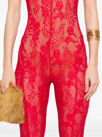 Norma Kamali Underwire Fishtail Jumpsuit With Bodysuit In Red