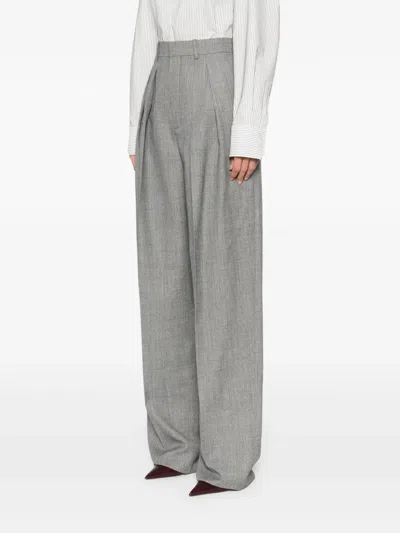 Saint Laurent Grey Pants With Pences And Belt Loops In Wool Woman