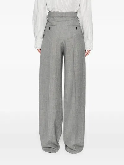 Saint Laurent Grey Pants With Pences And Belt Loops In Wool Woman
