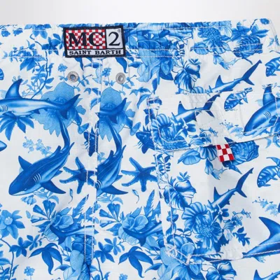 Mc2 Saint Barth Jean Long Swimsuit With Sharks